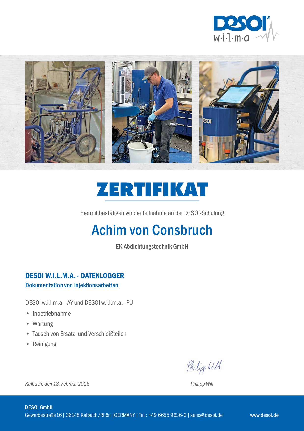 Zertifikat Desoi- EK Abdichtung